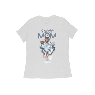 Women's Half Sleeve Round Neck T-Shirt - Super MOM - arkkart