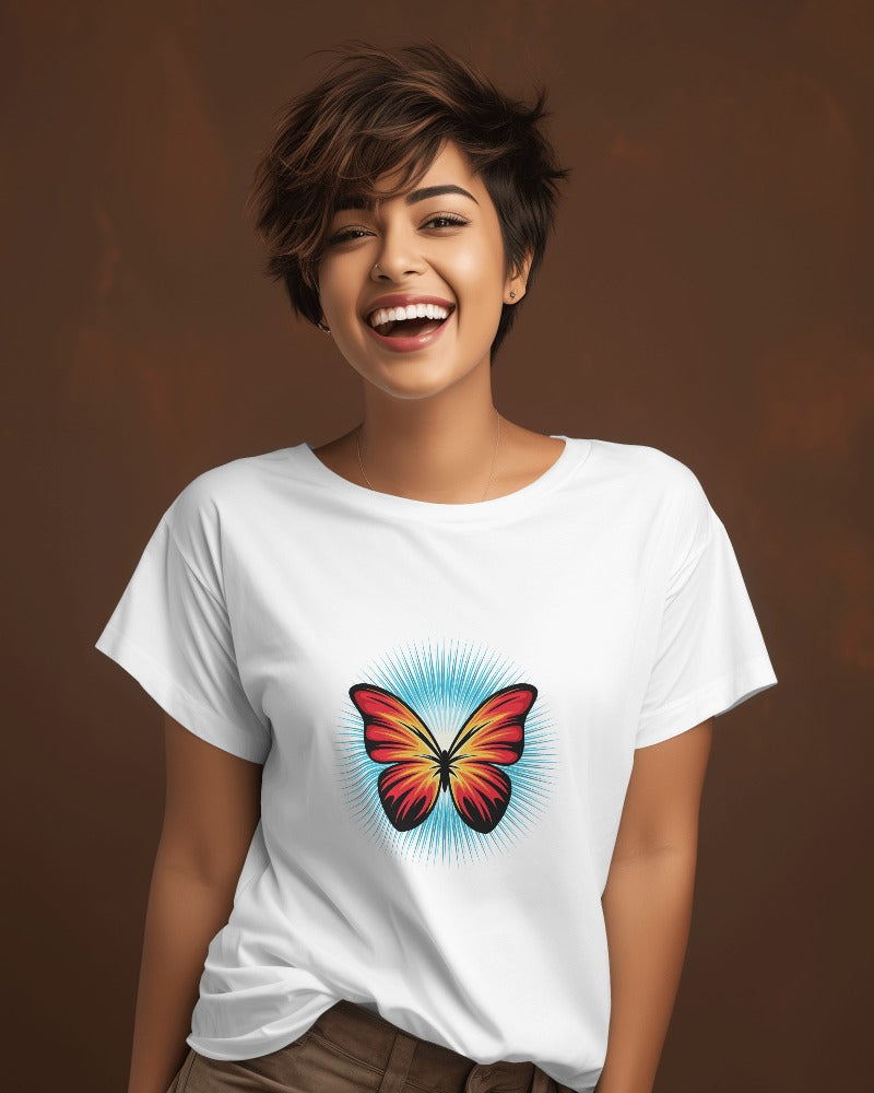 Damen T-Shirt mit Aufdruck „Butterfly“