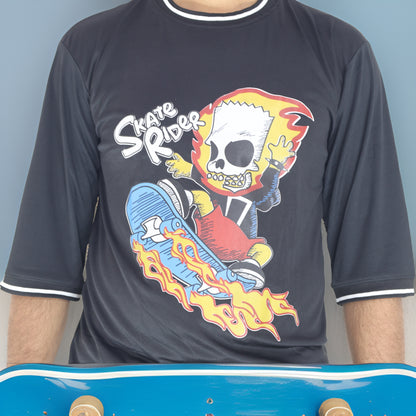 H&M Skate Rider Printed Round Neck Down Shoulder T-Shirt