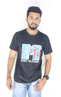 M-TV Printed Round Neck T-Shirt - arkkart