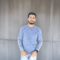 Blue Denim Men's T-Shirts - Regular Fit - Long Sleeves - arkkart
