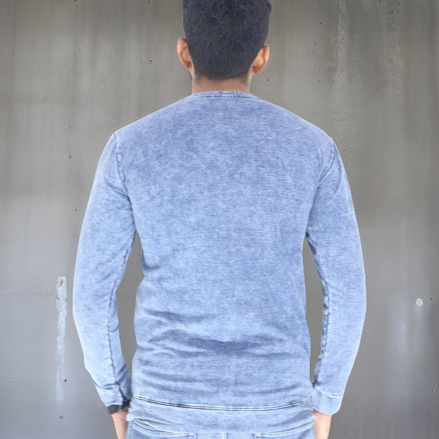 Blue Denim Men's T-Shirts - Regular Fit - Long Sleeves