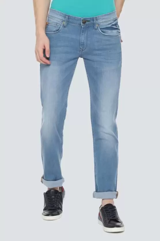 Men's Blue Jeans Slim Fit Dobby Jeans - arkkart