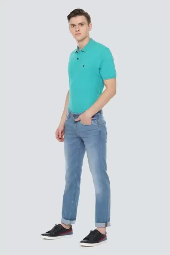 Men's Blue Jeans Slim Fit Dobby Jeans - arkkart