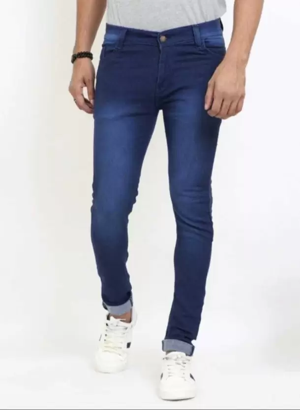 Men's Blue Jeans Slim Fit Dobby Jeans - arkkart