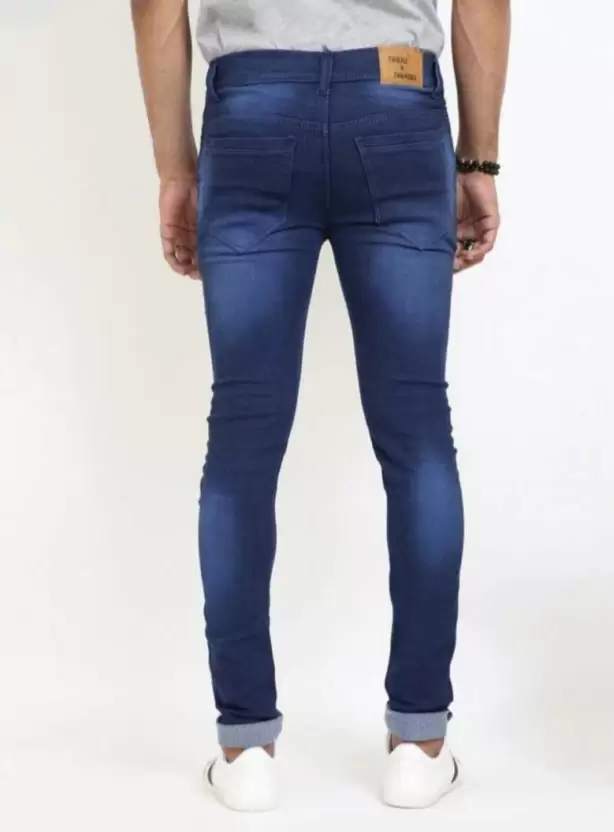 Men's Blue Jeans Slim Fit Dobby Jeans - arkkart