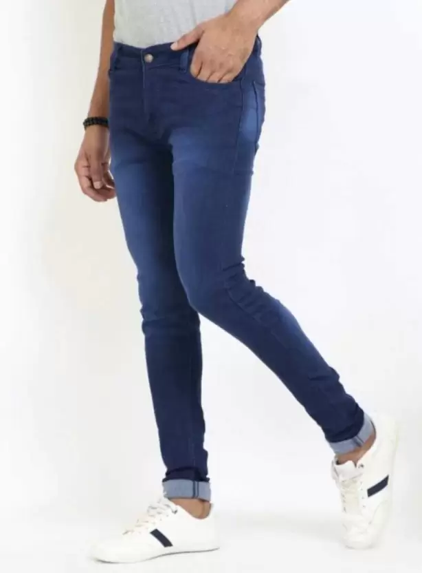 Men's Blue Jeans Slim Fit Dobby Jeans - arkkart