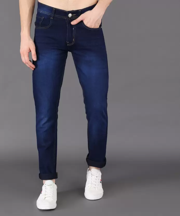 Men's Blue Jeans Slim Fit Dobby Jeans
