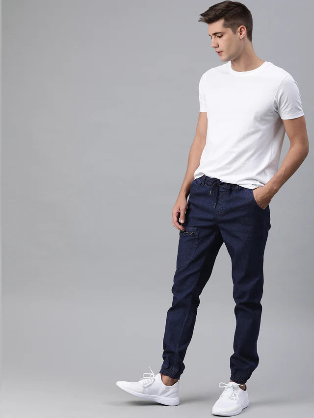 Men Jogger Fit Mid Rise Blue Jeans - arkkart