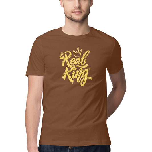 Men's Half Sleeve Round Neck Real King Printed T-Shirt