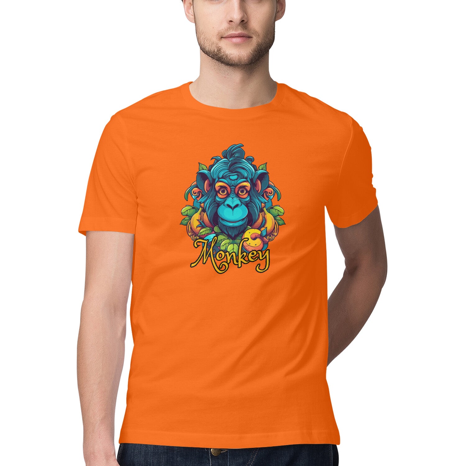 Men's Half Sleeve Round Neck T-Shirt - Monkey Printed - arkkart