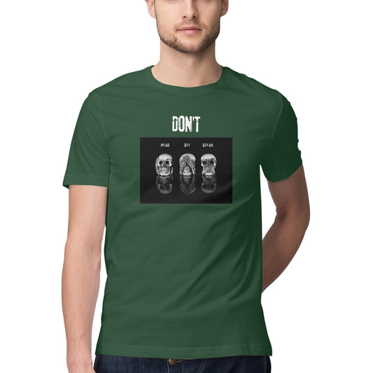 Men's Half Sleeve Round Neck T-Shirt - Don't Hear, See & Speak Printed
