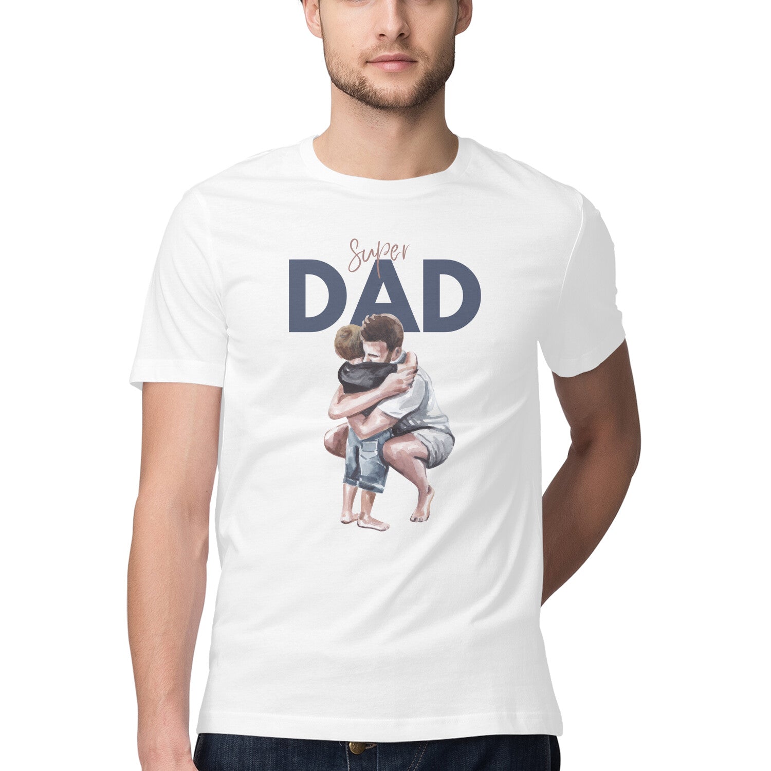 Men's Half Sleeve Round Neck T-Shirt - Super DAD Printed - arkkart