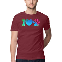 Men's Half Sleeve Round Neck T-Shirt - I Love Dog - arkkart