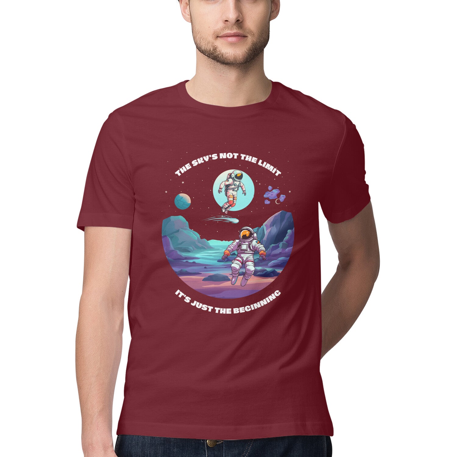 Men's Half Sleeve Round Neck T-Shirt - The Sky's Not The Limit - arkkart