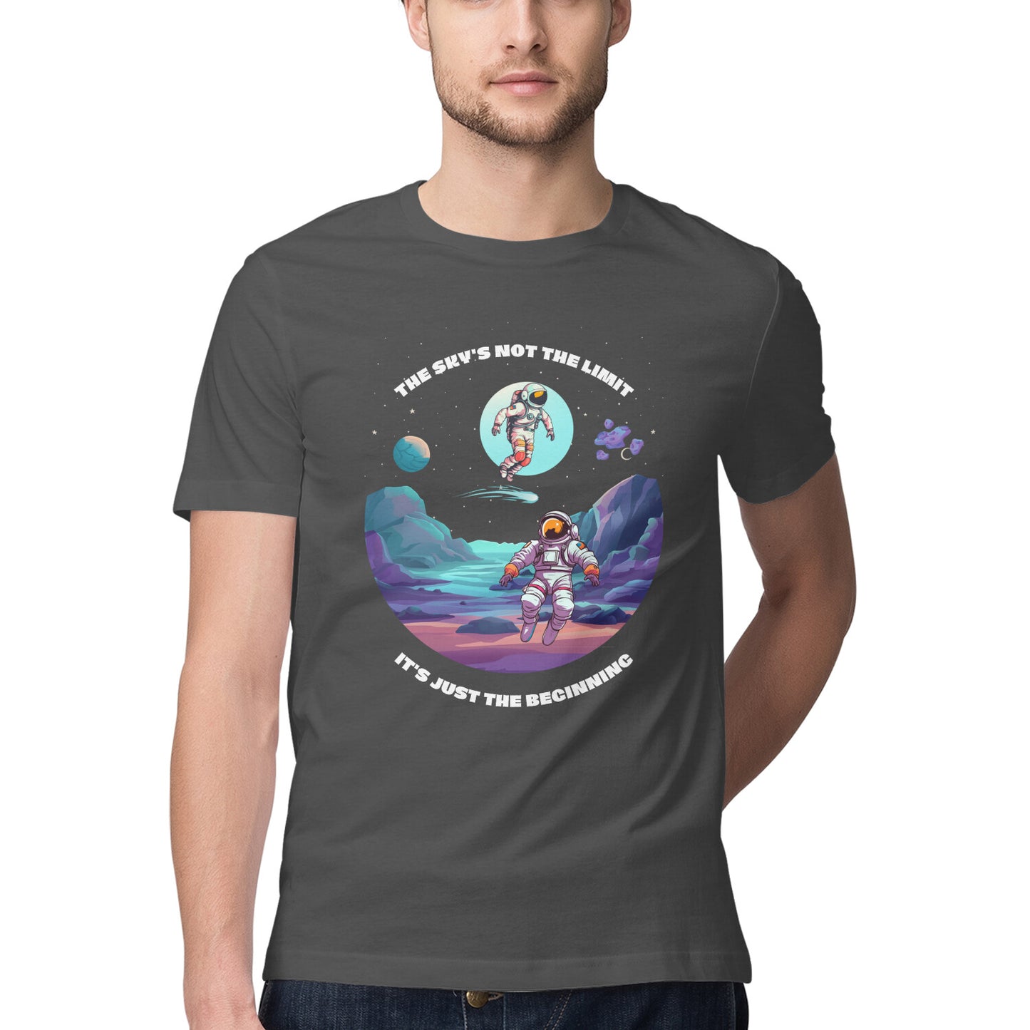 Men's Half Sleeve Round Neck T-Shirt - The Sky's Not The Limit - arkkart