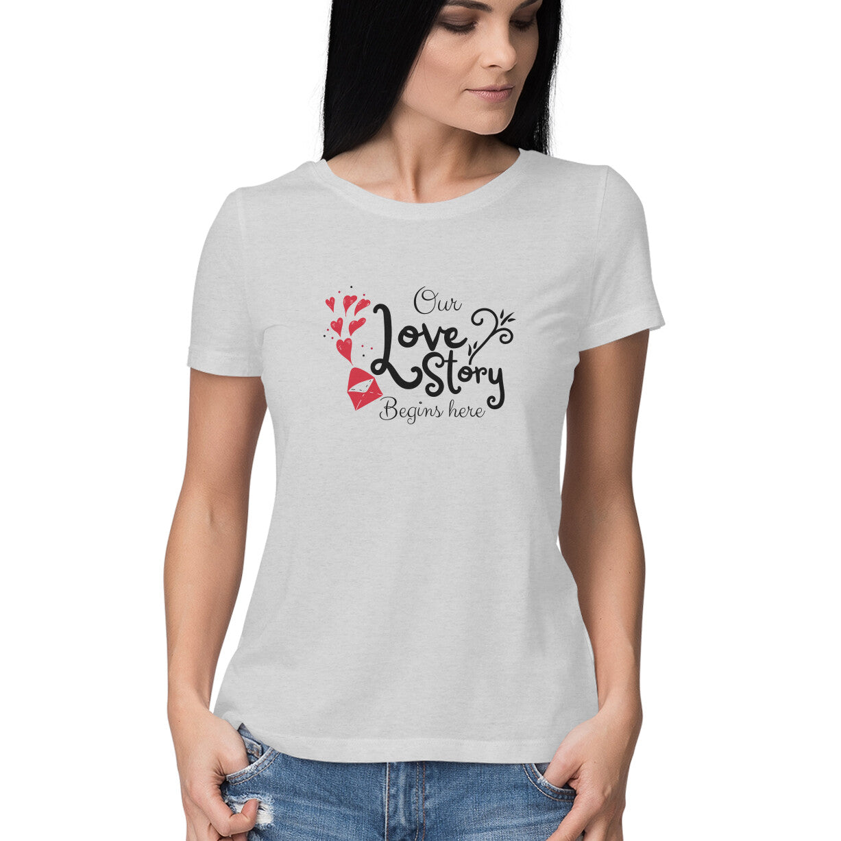 Women's Half Sleeve Round Neck T-Shirt - Our Love Story