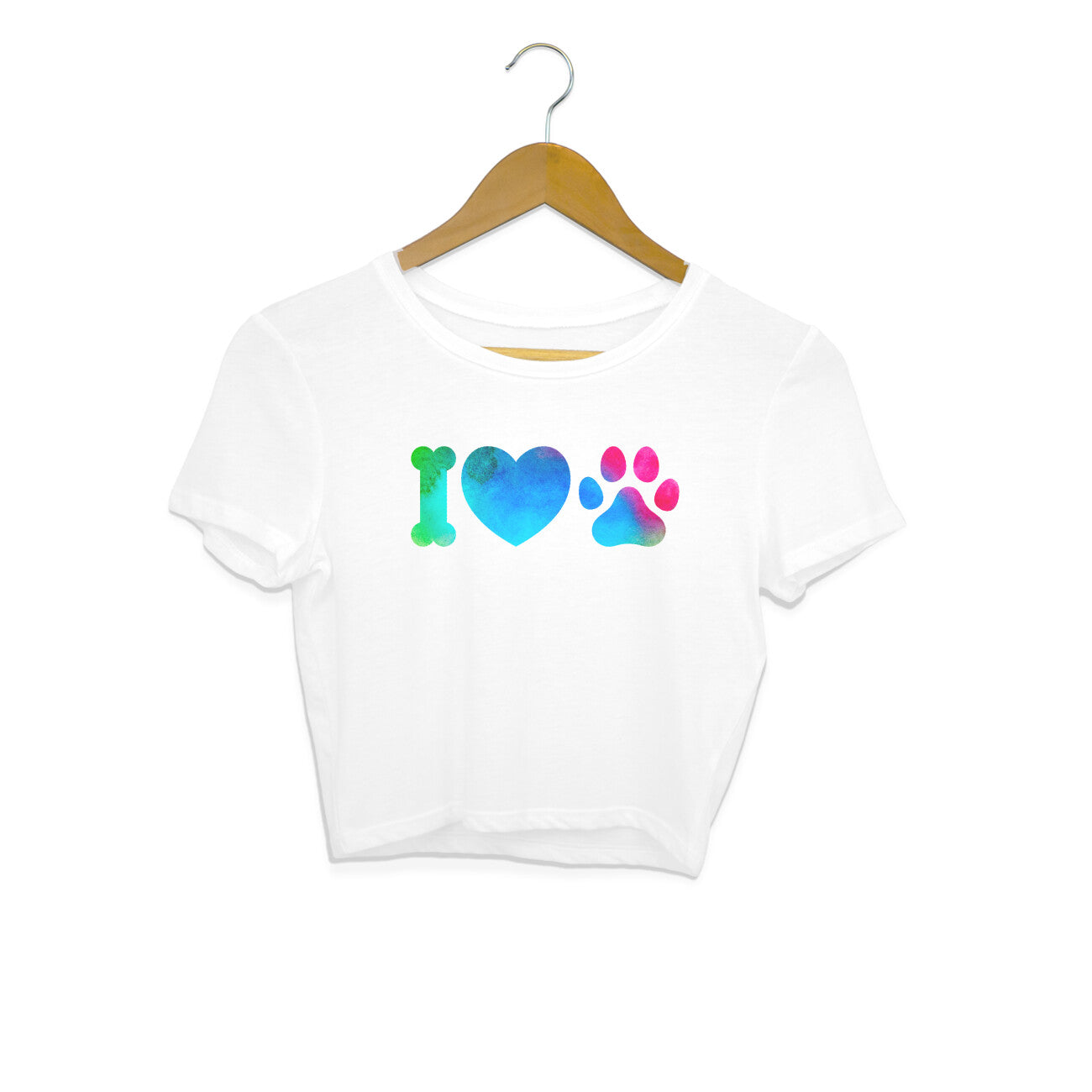 Women's Crop Tops - I Love My Dog Printed Tops - arkkart