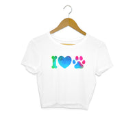 Women's Crop Tops - I Love My Dog Printed Tops - arkkart