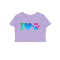 Women's Crop Tops - I Love My Dog Printed Tops - arkkart