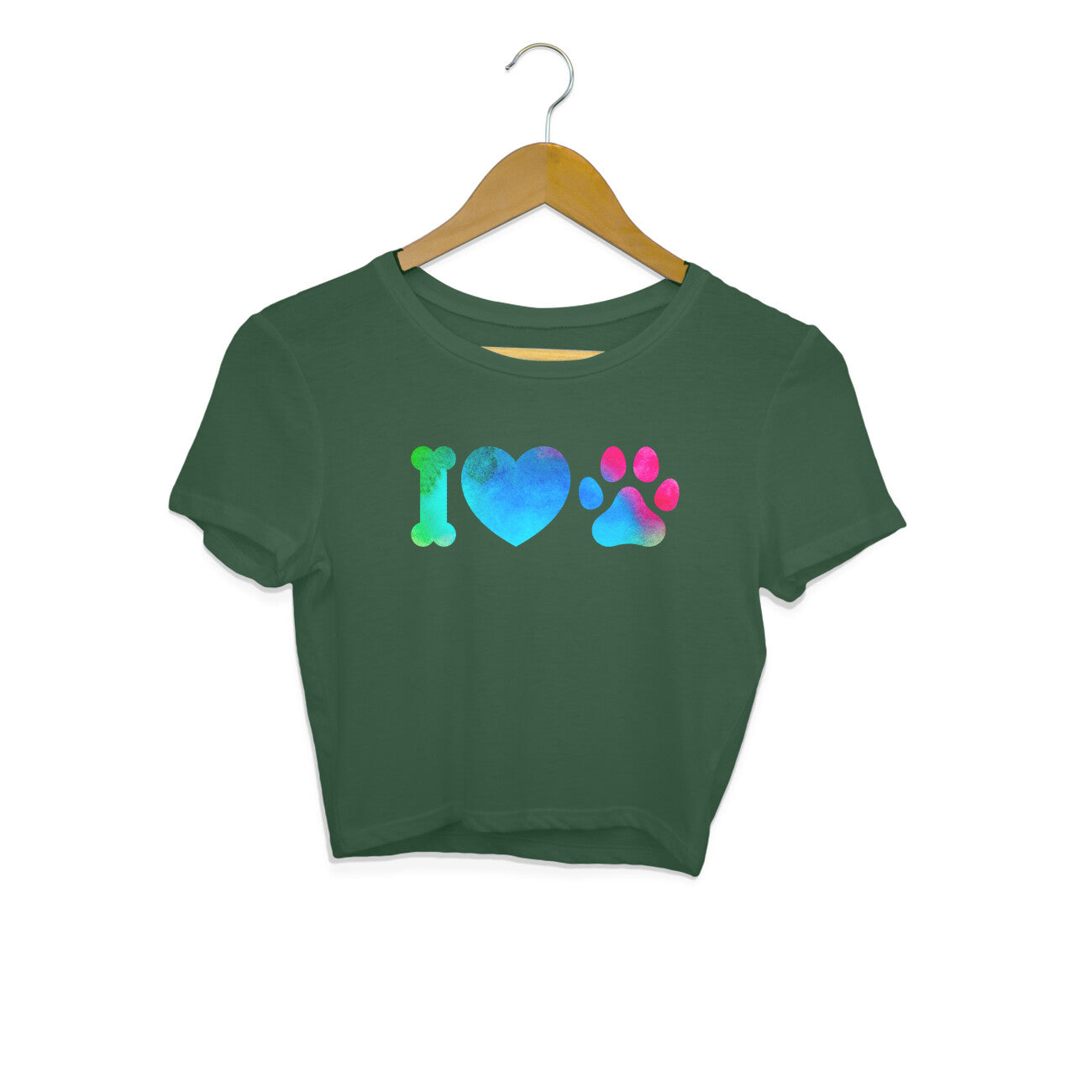 Women's Crop Tops - I Love My Dog Printed Tops - arkkart