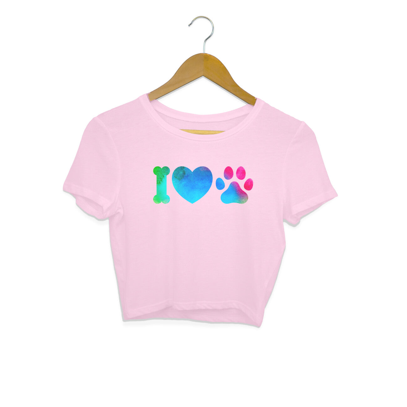 Women's Crop Tops - I Love My Dog Printed Tops - arkkart