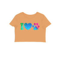 Women's Crop Tops - I Love My Dog Printed Tops - arkkart