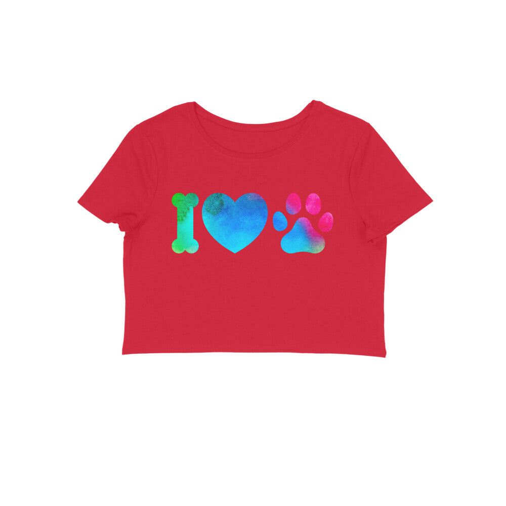 Women's Crop Tops - I Love My Dog Printed Tops - arkkart