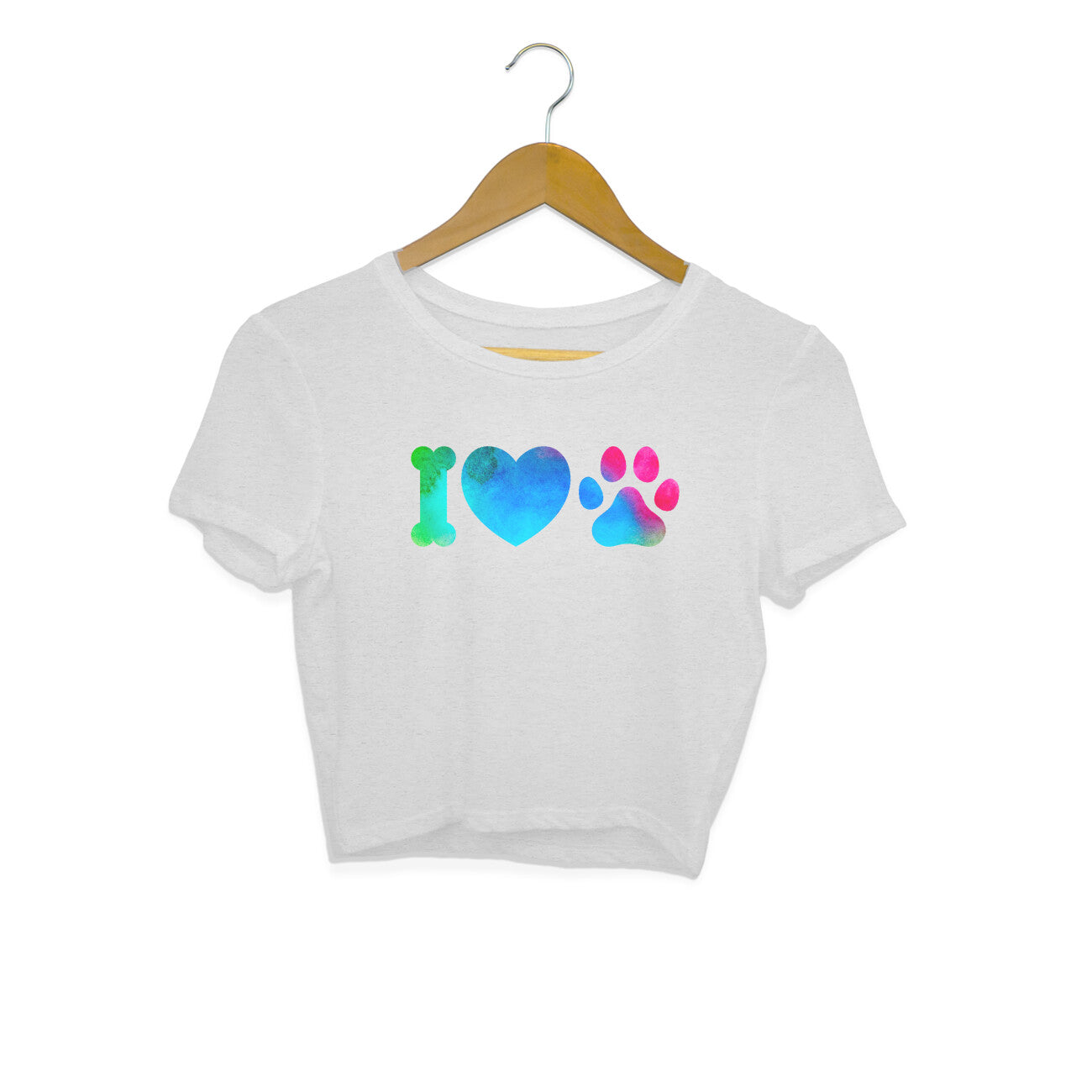 Women's Crop Tops - I Love My Dog Printed Tops - arkkart