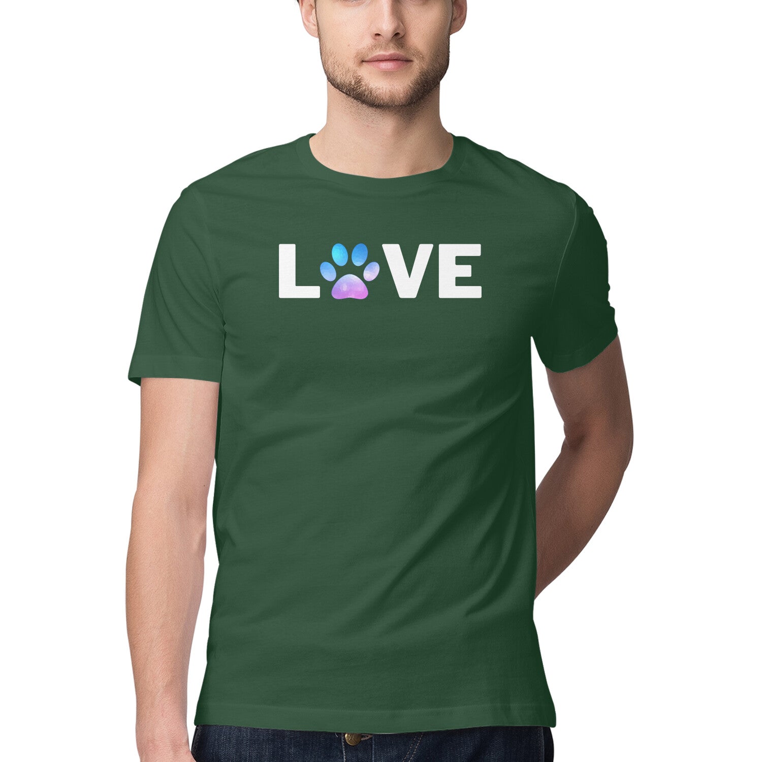 Men's Half Sleeve Round Neck T-Shirt Love Printed - arkkart