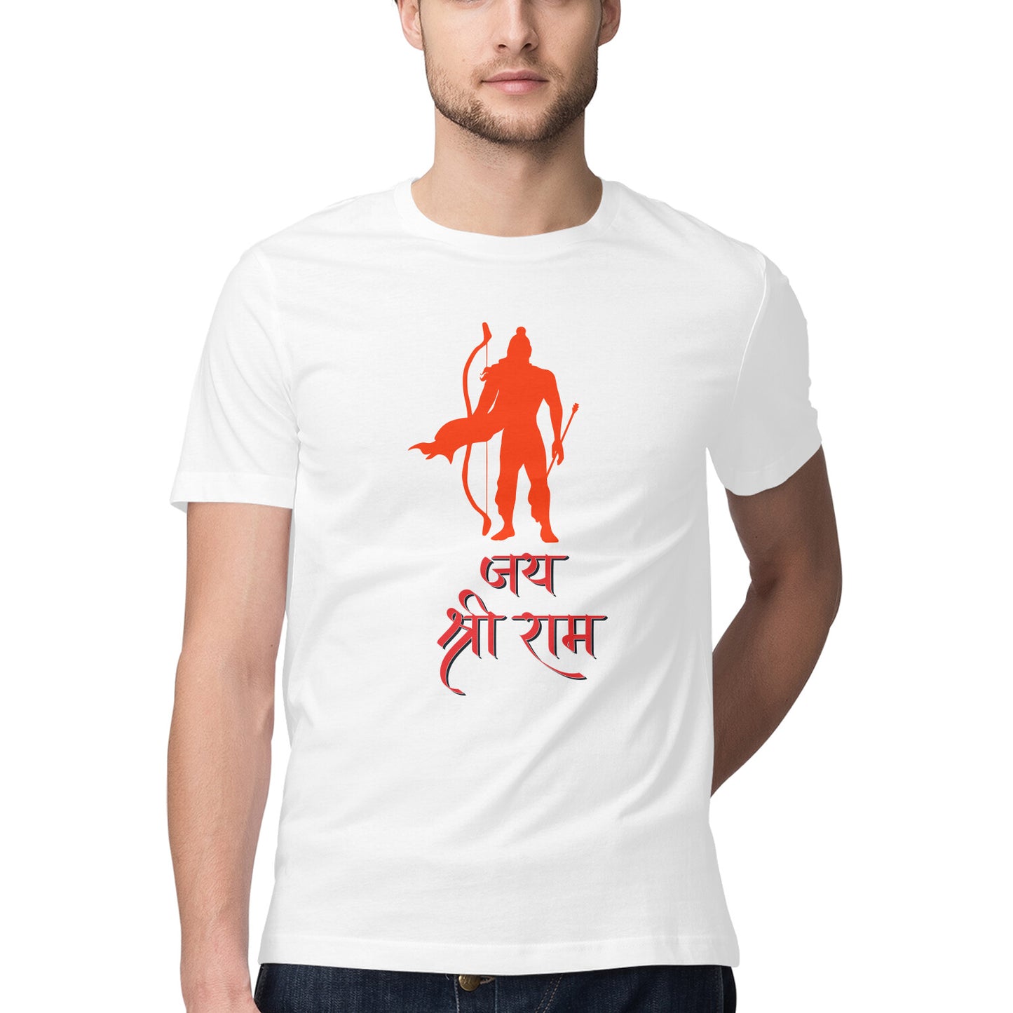 Men's Half Sleeve Round Neck T-Shirt - Jai Shree Ram Printed T-shirt - arkkart