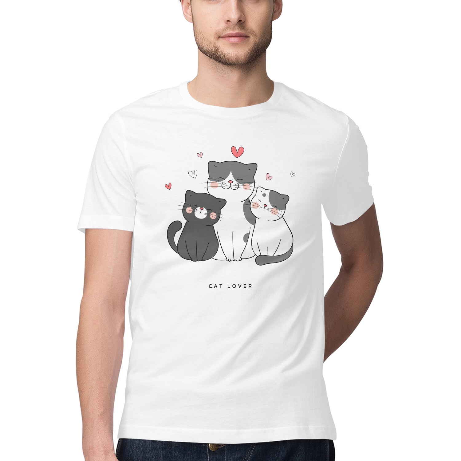 Men's Half Sleeve Round Neck T-Shirt - Cat Lover T-Shirt - arkkart