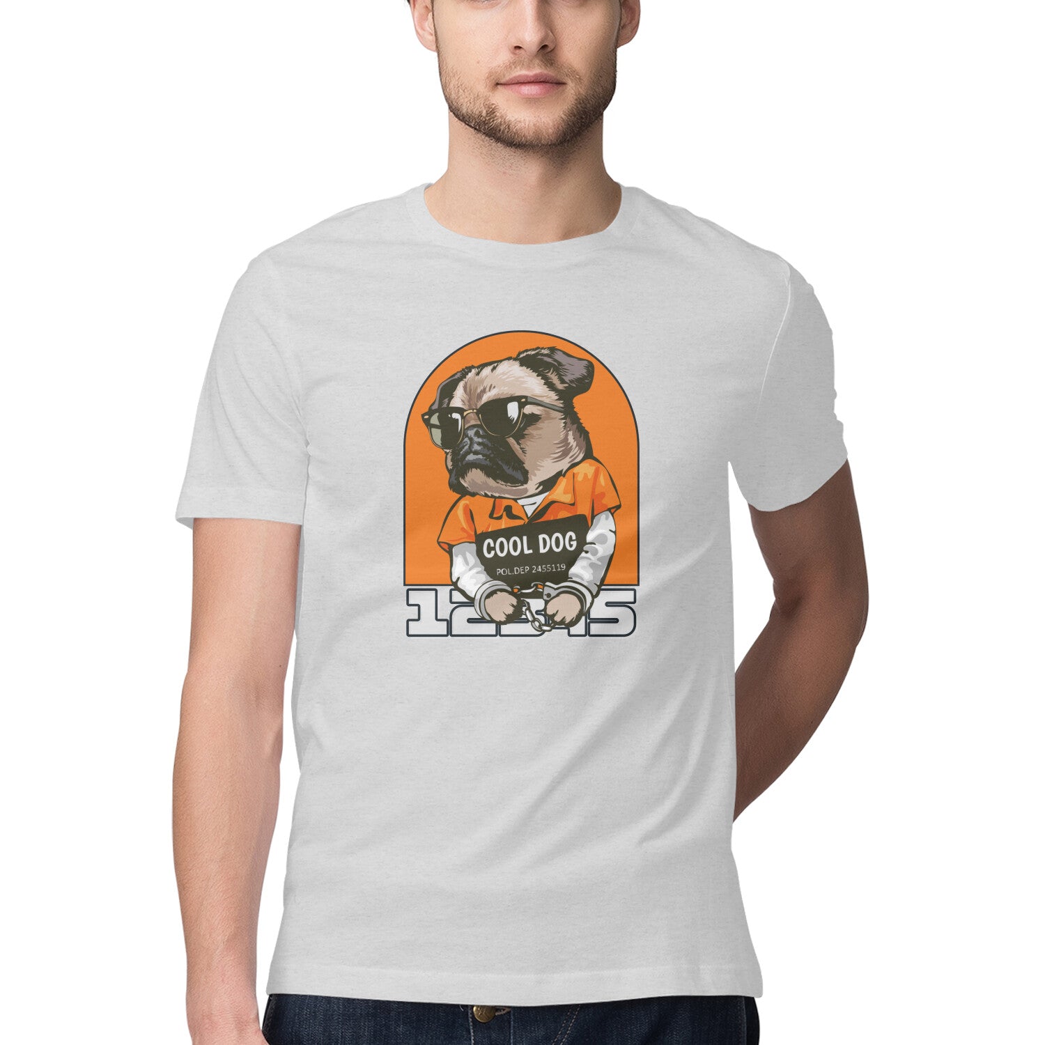 Men's Half Sleeve Round Neck T-Shirt - Cool Dog Printed T-Shirt - arkkart