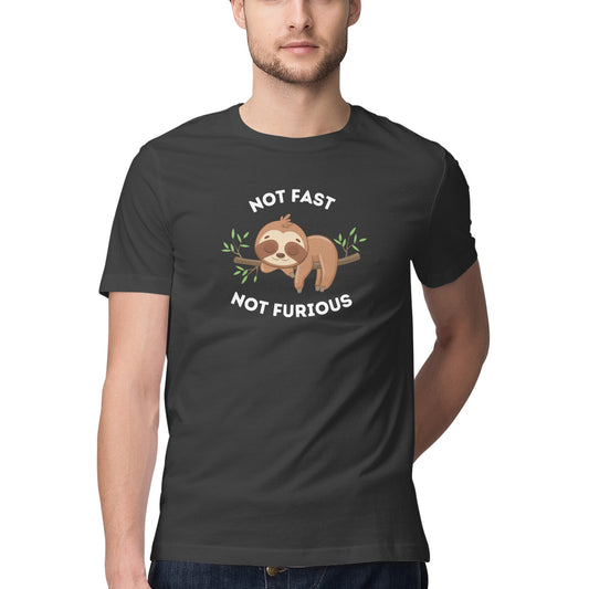 Men's Half Sleeve Round Neck T-Shirt - Not Fast Not Furious Printed T-Shirt
