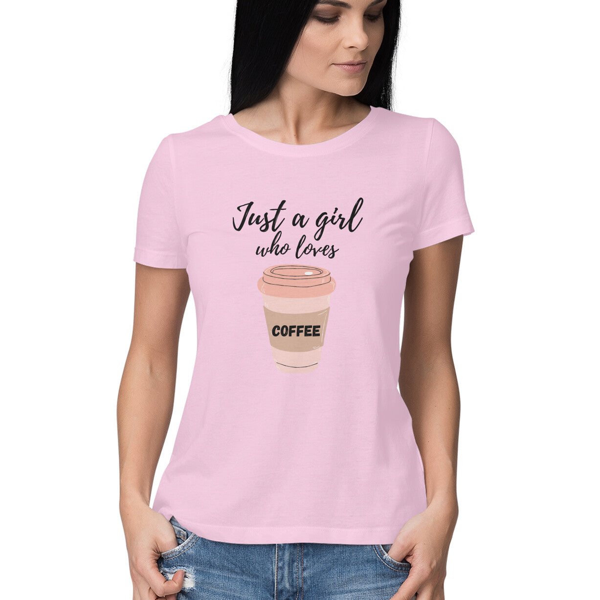 Women's Half Sleeve Round Neck T-Shirt - Coffee Printed - arkkart