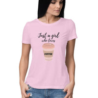 Women's Half Sleeve Round Neck T-Shirt - Coffee Printed - arkkart