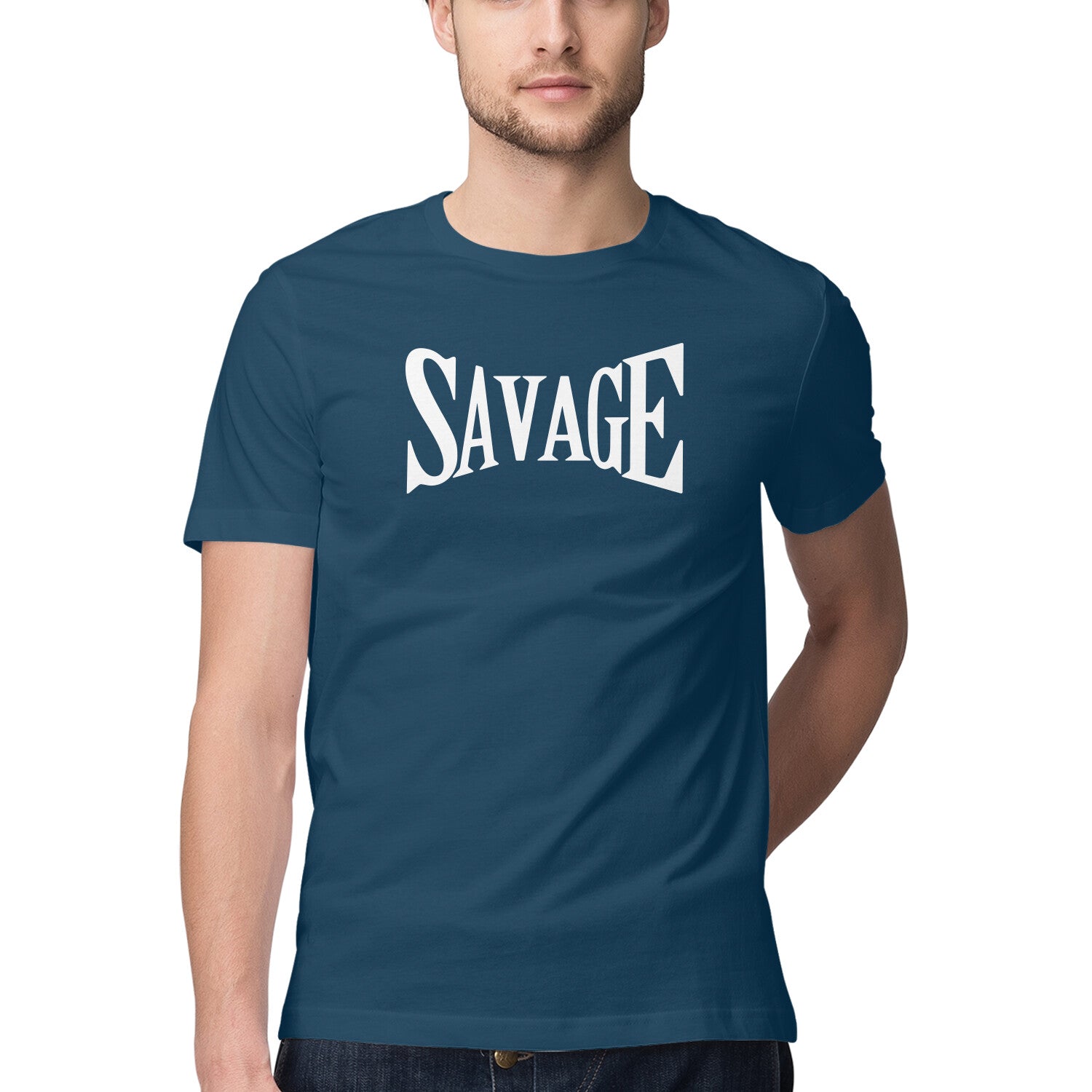 Men's Half Sleeve Round Neck T-Shirt - SAVAGE Printed - arkkart