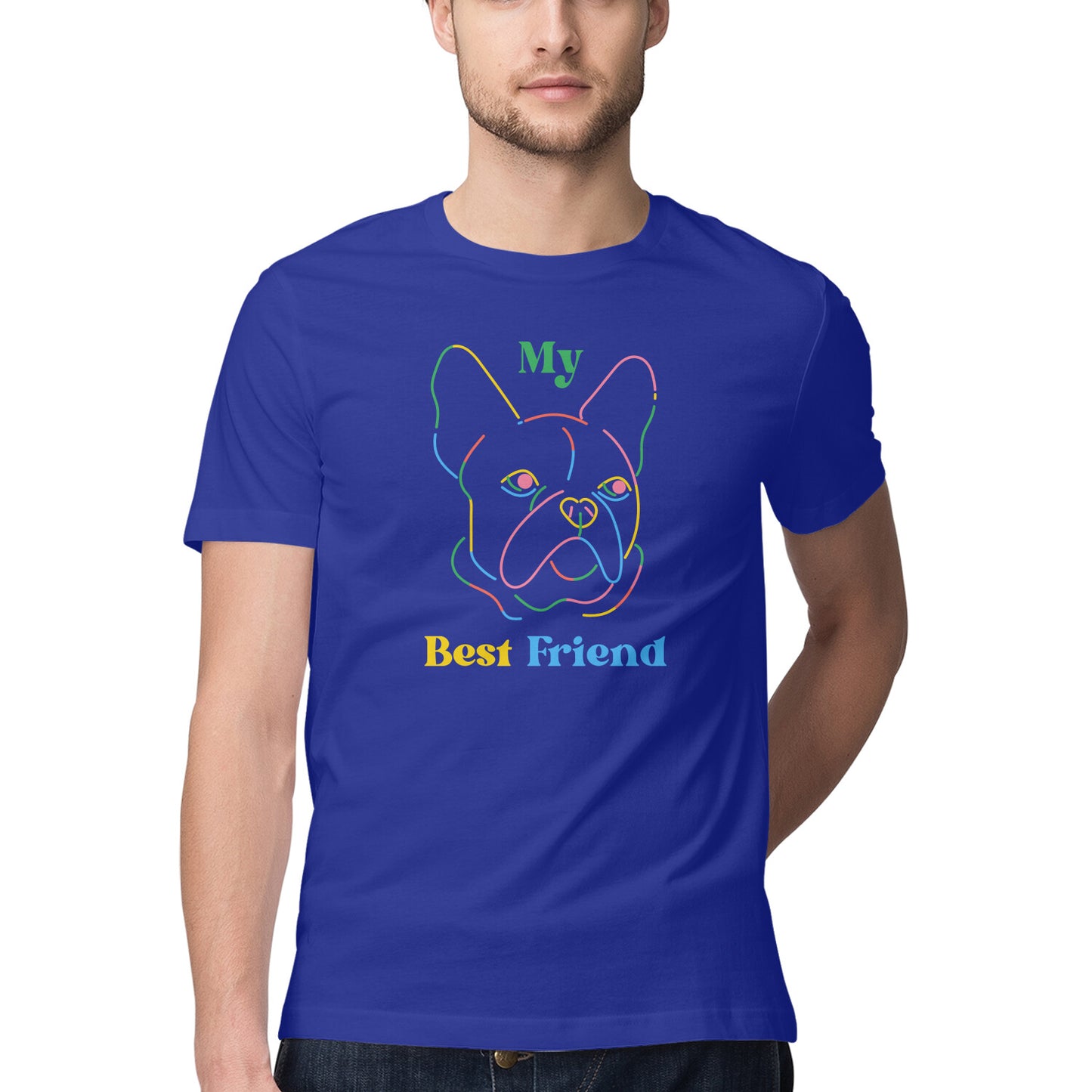 Men's Half Sleeve Round Neck T-Shirt - My Best Friend Printed - arkkart