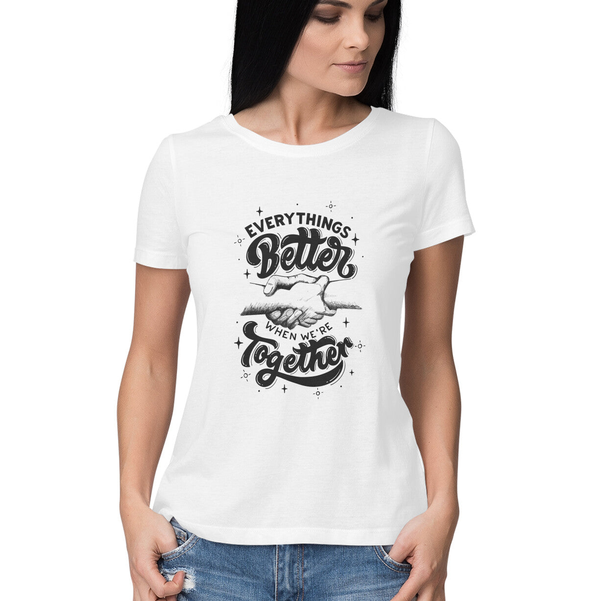 Women's Half Sleeve Round Neck T-Shirt - Everything Better Printed T-Shirt