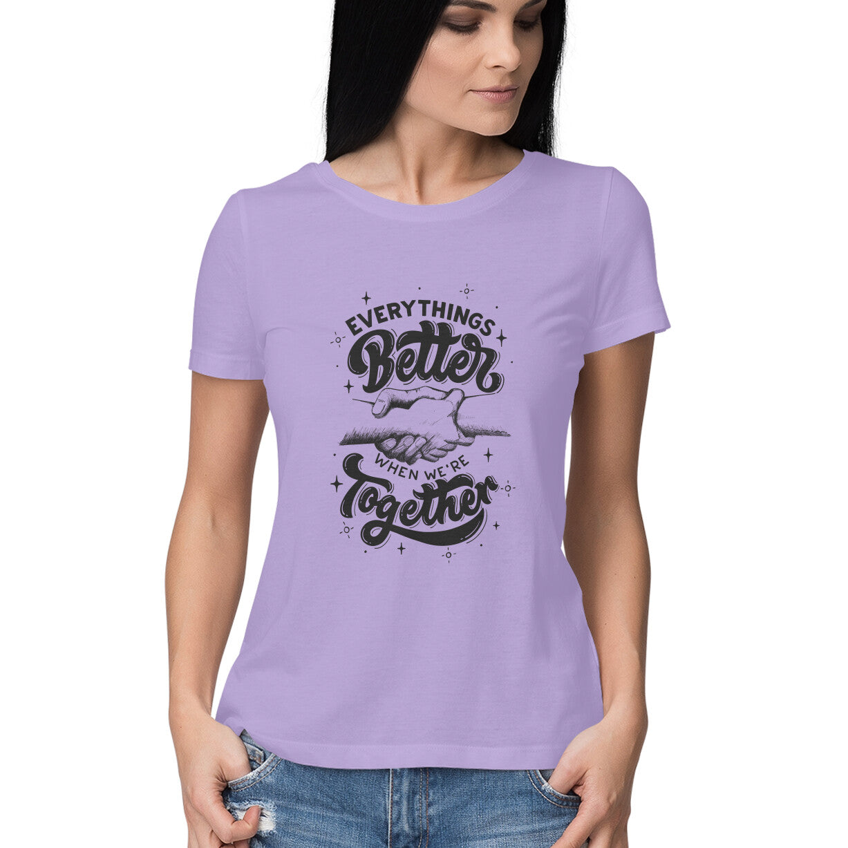 Women's Half Sleeve Round Neck T-Shirt - Everything Better Printed T-Shirt