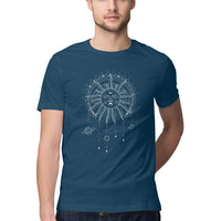 White and Black Moon and Sun T-Shirt- Men's Half Sleeve Round Neck T-Shirt - arkkart