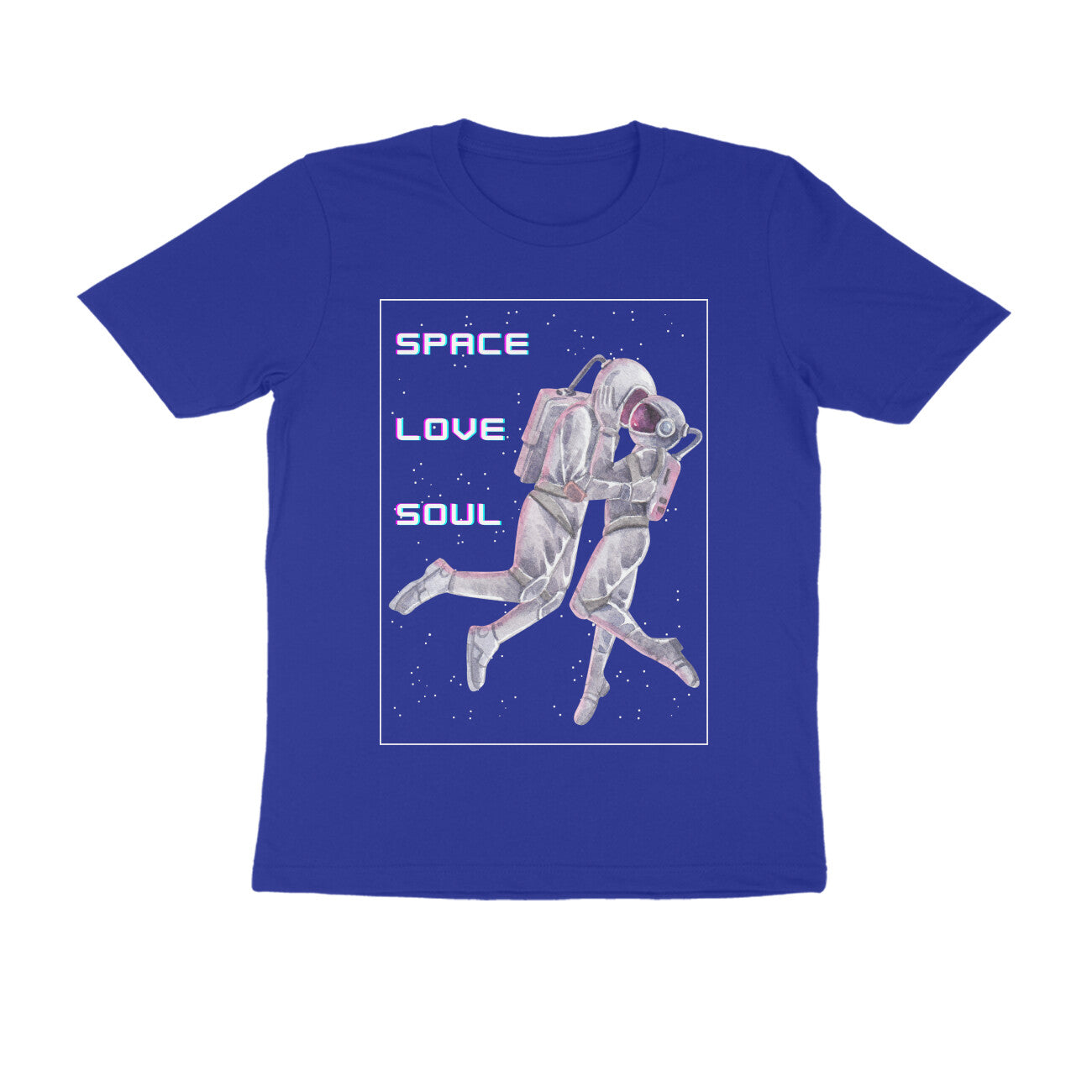 Black White Gray Watercolor Illustration Astronaut in Love T-Shirt - Men's Half Sleeve Round Neck T-Shirt