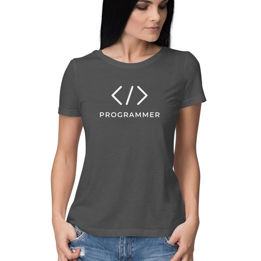 White Simple Programmer Women's Half Sleeve Round Neck T-Shirt