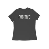 Black and gray minimalist Positive Vibes Women's Half Sleeve Round Neck T-Shirt - arkkart