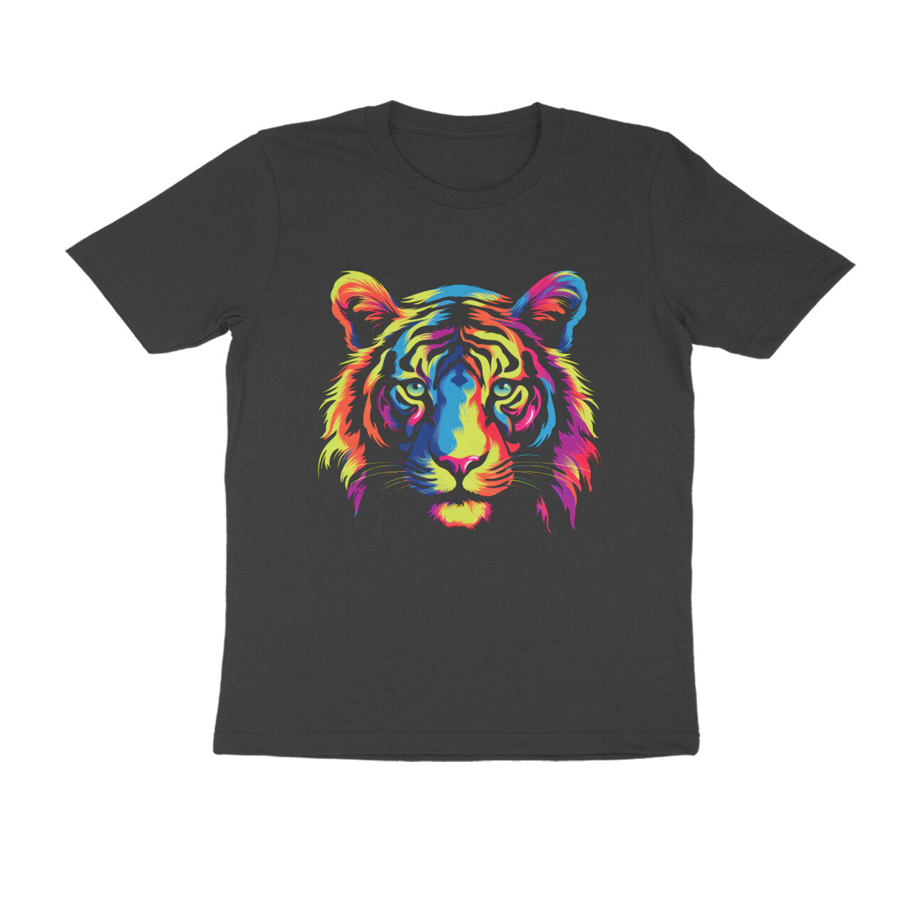 Men's Half Sleeve Round Neck Rainbow Tiger T-Shirt