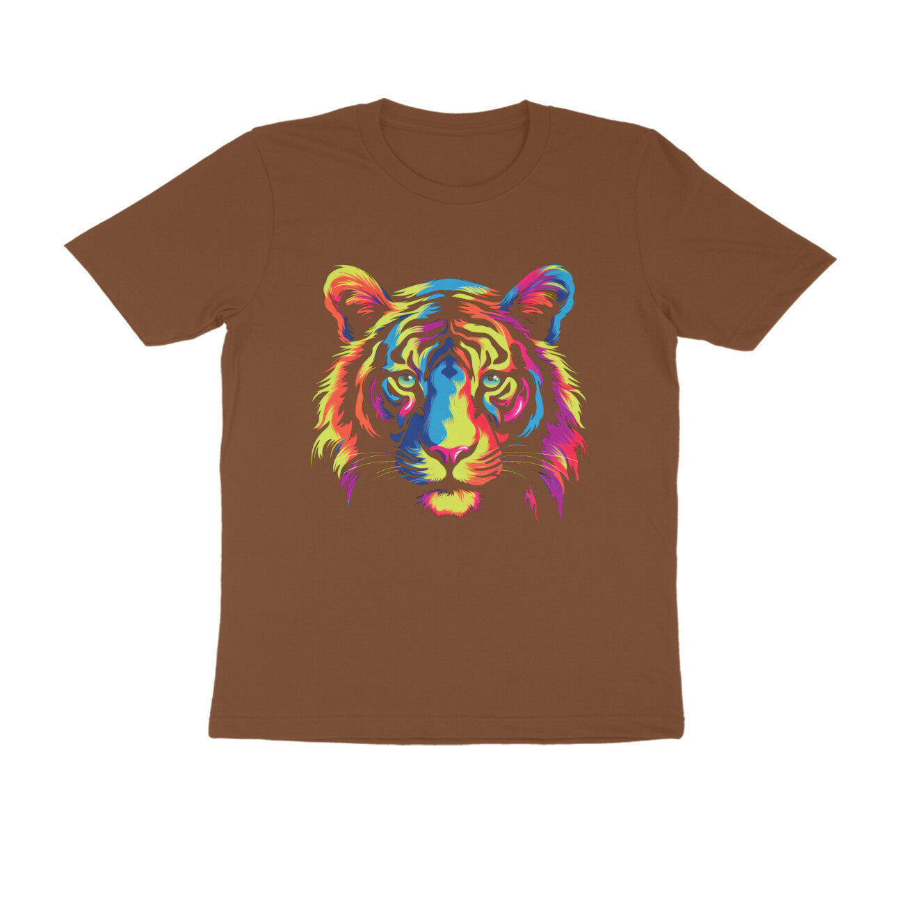 Men's Half Sleeve Round Neck Rainbow Tiger T-Shirt