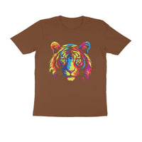 Men's Half Sleeve Round Neck Rainbow Tiger T-Shirt - arkkart