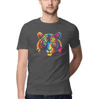 Men's Half Sleeve Round Neck Rainbow Tiger T-Shirt - arkkart