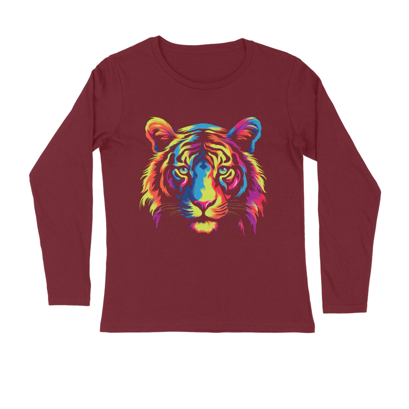 Men's Full Sleeve Round Neck Rainbow Tiger T-Shirt - arkkart