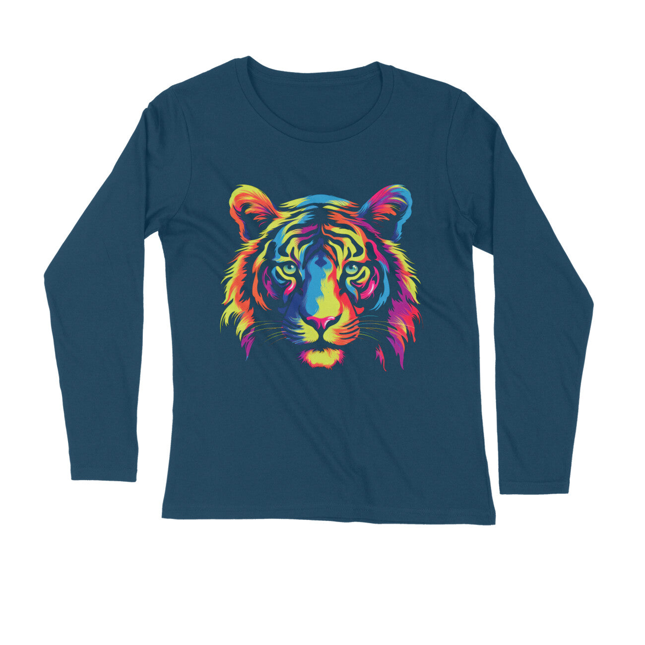 Men's Full Sleeve Round Neck Rainbow Tiger T-Shirt